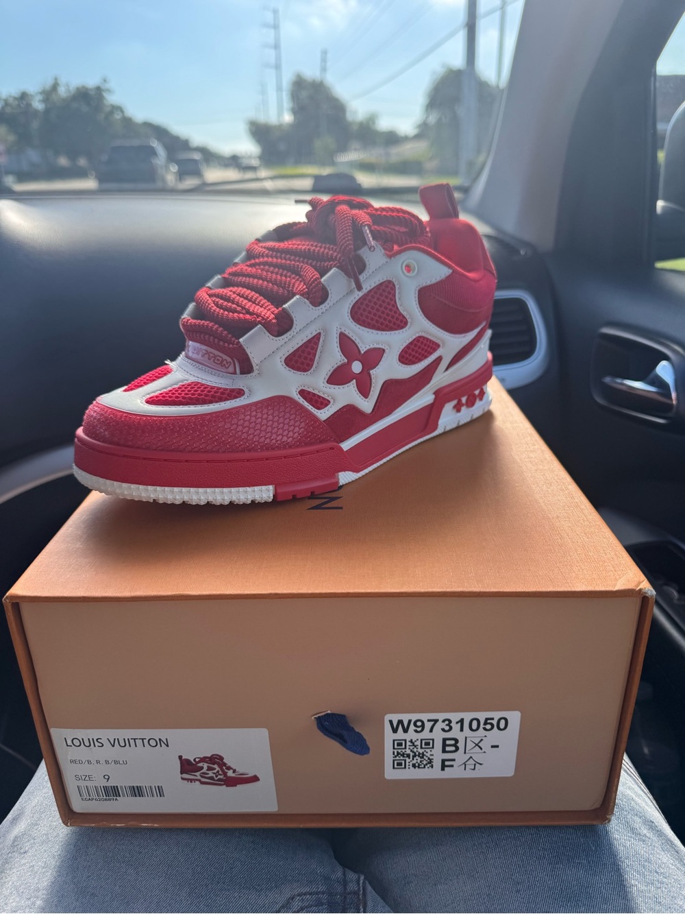 Louis Vuitton Kids Red & White Designer Low-Top Sneaker